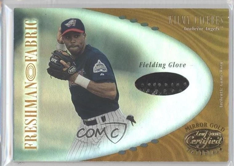 2001 Leaf Certified Materials Mirror Gold /25 Wilmy Caceres #154 Rookie RC - Image 1 of 2