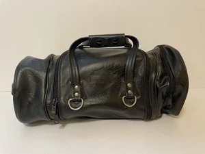 Harley Davidson Embossed Leather Sissy Bar Storage Duffle Bag Travel Barrel 20” - Picture 1 of 13
