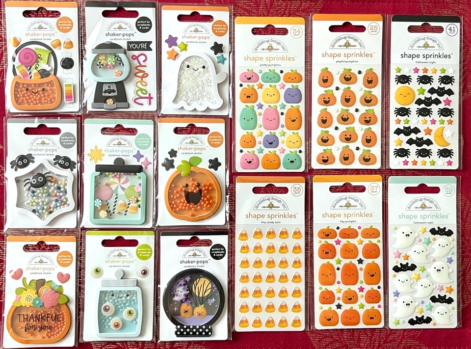DOODLEBUG DESIGN YOU CHOOSE - FALL HALLOWEEN SHAKER-POPS & SPRINKLES DOODLEBUG 3D STICKERS