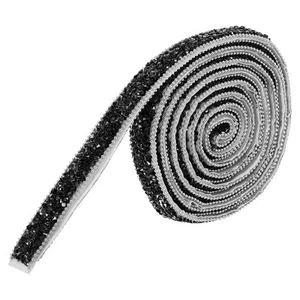 3 Yards x 0.59 Inch Harz Strassband, Selbstklebendes Bling Kristallband Schwarz - Bild 1 von 6