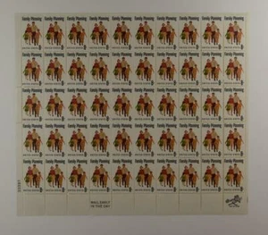 US SCOTT 1455 PANE OF 50 FAMILY PLANNING STAMPS 8 CENT FACE MNH - Picture 1 of 1