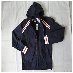 Jacket for men with hood on zipper, cotton, size M, navy color, NEW - Picture 1 of 6