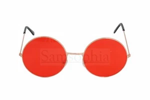 Red Tinted Sunglasses with a Gold Round Frame - Picture 1 of 3