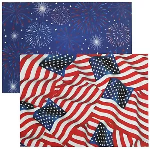 July 4th 2sided Reversible Disposable Paper Place Mats Patriotic American Flag/f - Picture 1 of 4