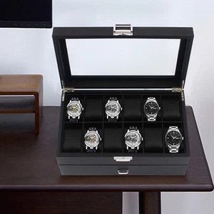 Vitrina de reloj para hombres de 24 ranuras caja organizadora de joyas grande soporte de almacenamiento de lujo - Imagen 1 de 14