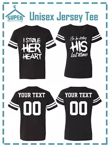 STOLE Her His Heart LETTER JERSEY STYLE COUPLES TSHIRTS CUSTOM BACK PERSONALIZED - Bild 1 von 3