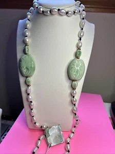 Gardenia Inc Freshwater Pearl , Natural Stone Necklace 36” - Picture 1 of 7