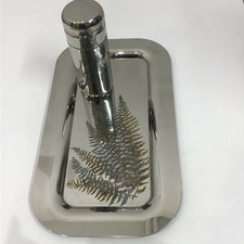 SAMBONET ELEGANTE SET COCKTAIL VASSOIO+SHAKER ACCIAIO INOX DECORAZIONE FLOREALE