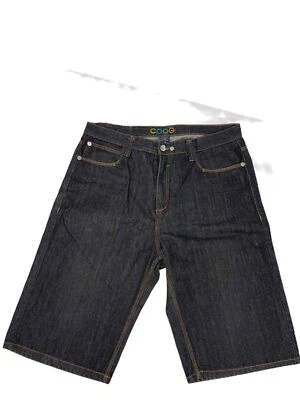 Shorts jeans masculino Coogi lavagem escura bolsos costura amarela tamanho W40 - Imagem 1 de 4