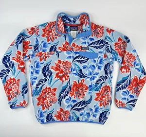 Patagonia Synchilla Fleece Pullover Womens M Manoa Hawaiian Floral Outdoor Blue - Picture 1 of 8
