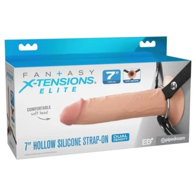 Fantasy X-Tensions Elite 7" Hollow Silicone Dildo Strap-On Harness - Light - Image 1 of 4