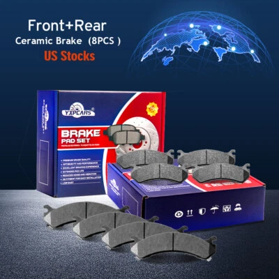 Front + Rear Ceramic Brake Pads For 99-13 Chevrolet Silverado 1500 2500 3500 HD - Image 1 of 4
