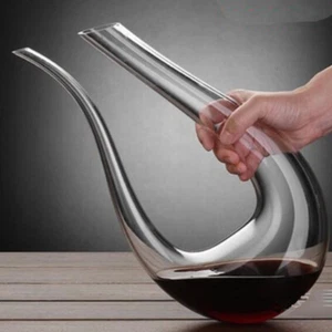 U Shape Wine Decanter Crystal Glass Wine Pourer Red Wine Carafe Luxury 1500ml - Picture 1 of 12