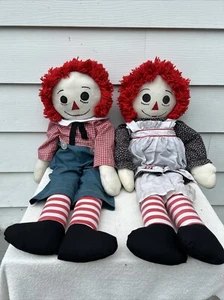 Vintage Raggedy Ann & Andy Cloth Dolls Large Size 36” Mccalls - Picture 1 of 13