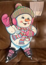 Vintage 1991 Beistle Jointed Ice Skating Snowman Christmas Winter Die Cut