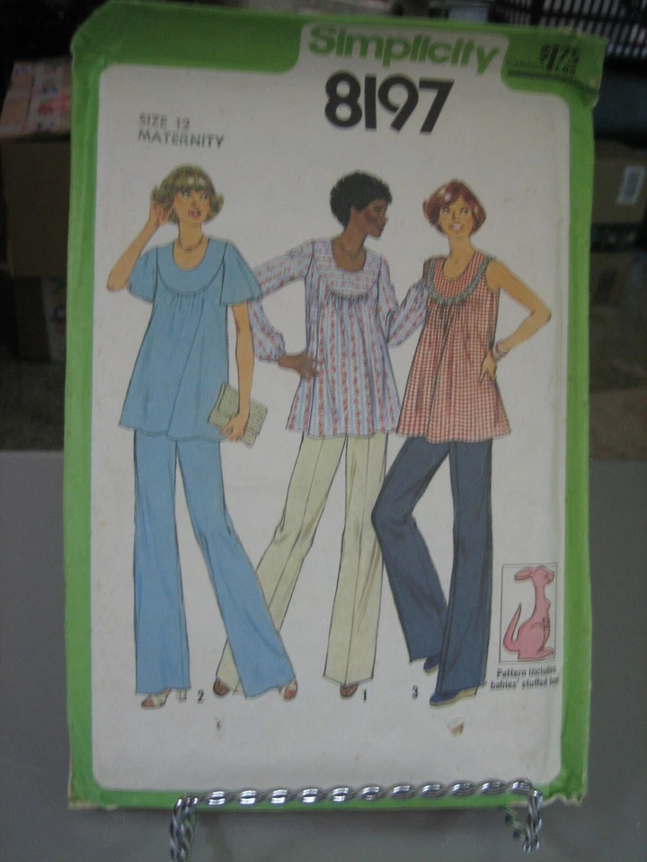 Simplicity 8197 Maternity Top & Pants & Stuffed Toy Pattern - Size 12 Bust 34 - Image 1 of 1