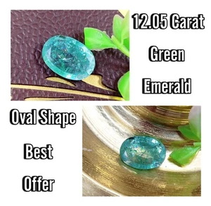 Natural Green Emerald 16.05 Ct Oval Cut Untreated/Unheated Gemstone OML - Picture 1 of 9