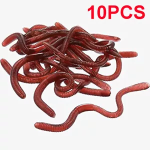 10 Pieces Fake Earthworm Plastic Lifelike Worm Stretchy Rubber Trick Toy - Picture 1 of 9