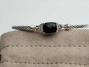 David Yurman Petite Wheaton Bracelet with Black Onyx and Diamonds 3mm Small