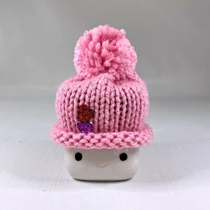 Pink Marshmallow Mug Hat Knit Hearts Rhinestone Rae Dunn Tier Tray Decor Topper - Picture 1 of 6