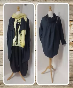 BNWT, LAGENLOOK, BLACK, SCARF-COLLAR, COTTON JERSEY, COCOON JACKET, OSFA PLUS - Picture 1 of 18