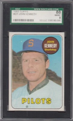 DA: 1969 Baseball Card #631 John Kennedy Seattle Pilots - SGC 8 - Image 1 of 2