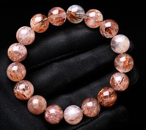 12mm Natural Copper Rutilated Quartz Round Crystal Beads Bracelet AAAAA