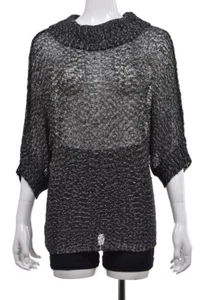 Prenda para el torso Rachel Zoe suéter para mujer talla P negro gris pequeño cuello manga murciélago - Imagen 1 de 5