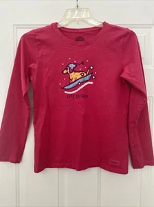 Life is Good Women's Sled Dog Hot Pink Crusher Tee Shirt - Size S - Picture 1 of 4