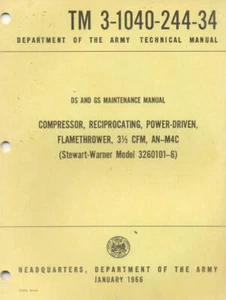 TM3-1040-244-34 Lanzallamas Portátil 3 1/2 CFM Libro Técnico Ejército de EE. UU. Posguerra - Imagen 1 de 1