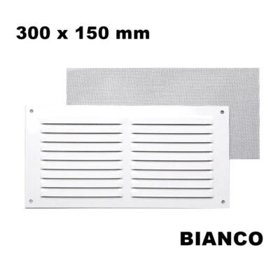 FEPRE GRIGLIA VENTILAZIONE AREAZIONE DA ESTERNO IN ALLUMINIO BIANCA RETTANG. CM 30X15