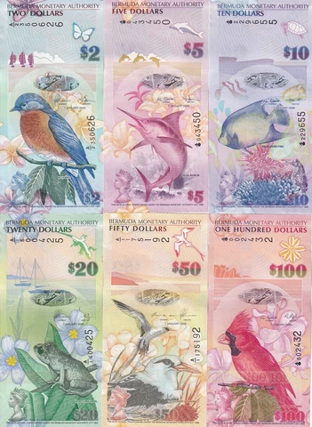 Bermuda Set 6 PCS 2 5 10 20 50 100 Dollars 2009 P 57 58 59 60 61A P 62 UNC Cover