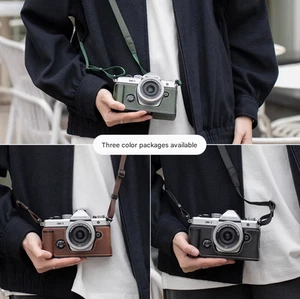 Funda de cuero genuino hecha a mano con asa de cámara para Olympus OM SYSTEM OMES - Imagen 1 de 29