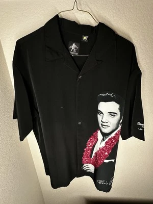 Dragonfly Elvis Presley Shirt Men XL Black HardRock Las Vegas Hawaiian Button Up - Image 1 of 3