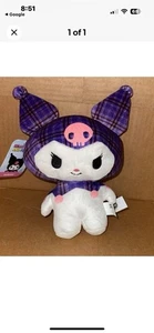 Sanrio Hello Kitty & Friends KUROMI VIOLA PLAID PELUCHE NUOVO - Foto 1 di 7