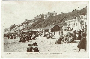 BOURNEMOUTH POSTCARD - THE SHORE & BUNGALOWS WEST CLIFF BOURNEMOUTH DORSET - Picture 1 of 2