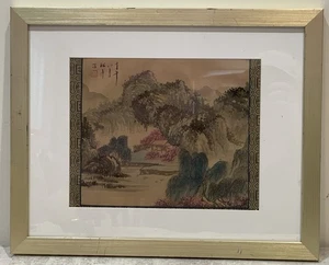 Antique Chinese Hand Painted Landscape Silk Picture, Signed And Framed - Picture 1 of 15