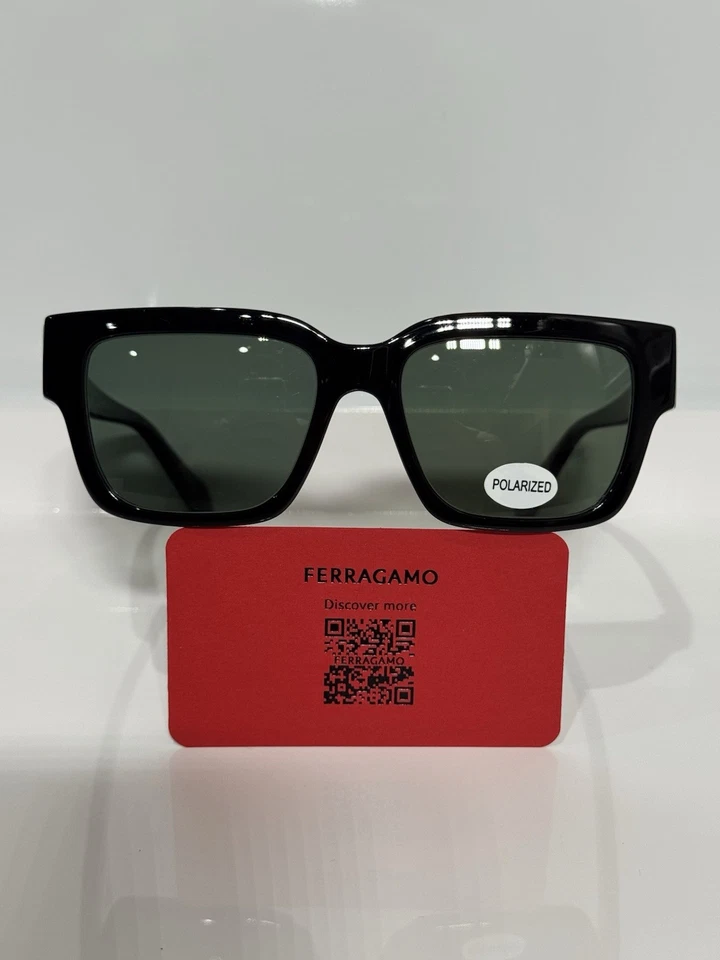Gafas de sol Salvatore Ferragamo SF2975 negras audaces acetato personalizadas polarizadas verdes Foto 1 de 4