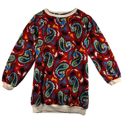 Vintage 60s Women's Paisley Pullover Long-Sleeve Multicolor Sweater (Large) - Image 1 of 4