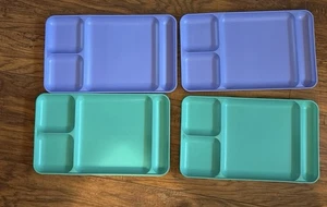 Set of 4 Vintage Tupperware Divided Dining Trays Pink Purple Aqua - Picture 1 of 3