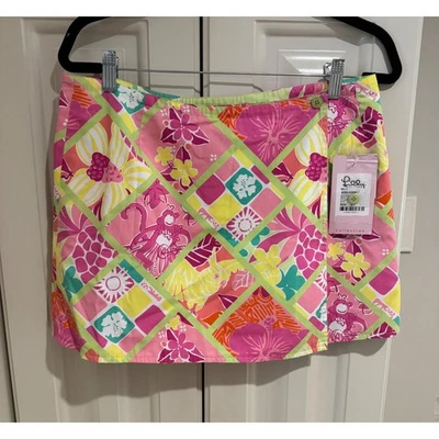 Falda envolvente reversible violeta Lilly Pulitzer talla 2 rosa verde retazos florales Foto 1 de 4