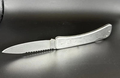 老式不锈钢折叠口袋刀 7.75 英寸锯齿刀片 EDC 工具 — 第 1/4 张图片