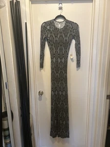 Wilster XS/S Blue & Black Sexy Stretch Bodycon snake print dress W/Back Cut-out - Picture 1 of 10