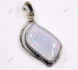 925 Sterling Silver Pendant 25.45 Ct Aurora Fire Opal Beautiful Pendant - Picture 1 of 10