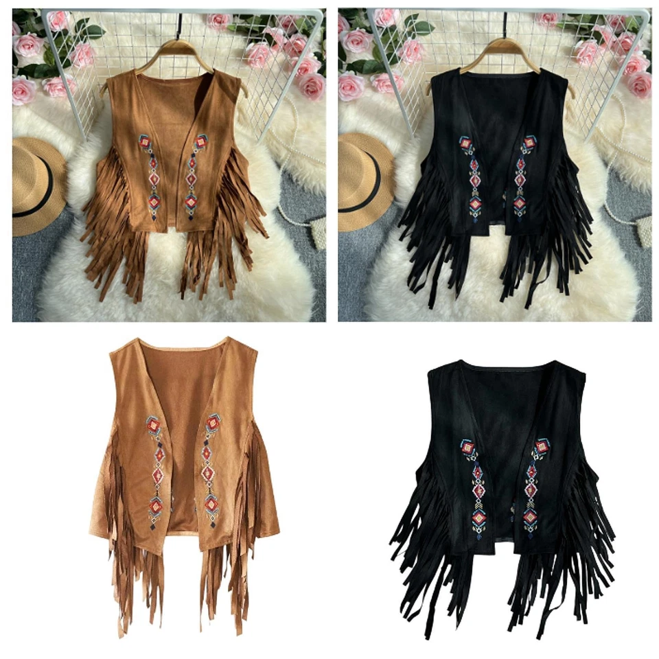 Women Fringe Vest Cardigan Streetwear 60S 70S Hippie Vest for Casual Daily Wear - Image 1 of 1