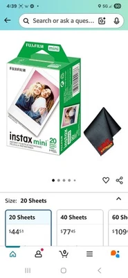 Fujifilm Instax Mini Instant Camera Film (20 Photo Exposure - Image 1 of 3