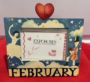 Vintage Exposures Months of the Year 4X6 Picture Frame FEBRUARY Handpainted! - Picture 1 of 2
