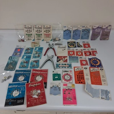 Massive Vintage Snap Fasteners Lot 40s–70s Cards Tools Retro Sewing Ephemera - Image 1 of 4