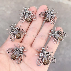 10 Stck. Kaffee Spitze Achat Zikade Fliege Anhänger Brosche Chakra Reiki Heilung Amulett - Bild 1 von 5