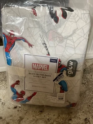 Pottery Barn Kids Marvel's Spider-Man Glow-in-the-Dark Sheet Set, Twin Multi NWT - Image 1 of 2